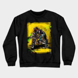 BIKER IN YELLOW Crewneck Sweatshirt